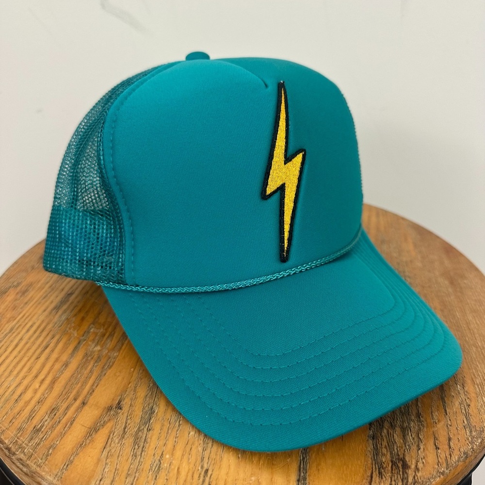 Aviator Nation Trucker Cap Teal Lightning Bolt Logo Mesh Back Snapback Hat